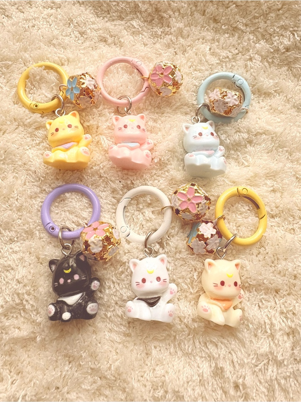 Small Cat Keychain with Bell